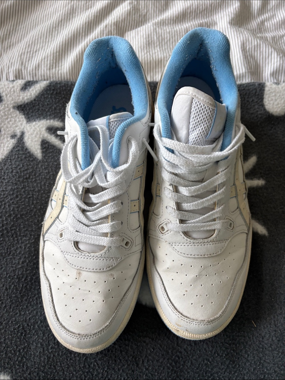 Asics White and Light Blue Athletic Shoes